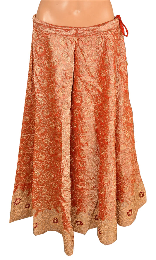 Sanskriti Vintage Indian Bollywood Women Long Skirt Hand Beaded Brocade L Size Lehenga