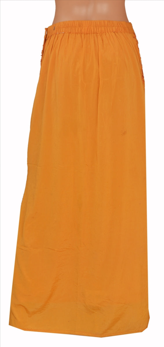 Sanskriti Vintage Indian Bollywood Women Long Skirt Hand Beaded Saffron M Size Lehenga