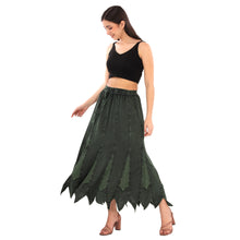 Load image into Gallery viewer, Skirts N Scarves Dark Green A-Line Flare Rayon Skirt With Elastic Waistband and Drawstring

