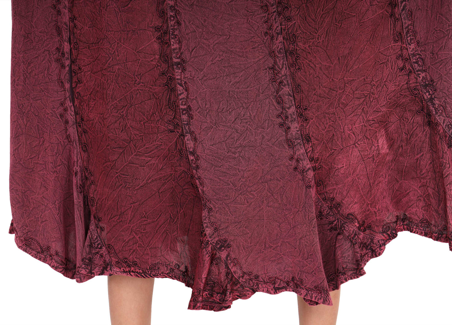 Sanskriti Vintage Skirts N Scarves Long Blue Midi Length Embroidered Rayon Pull On Closure Flared Skirt