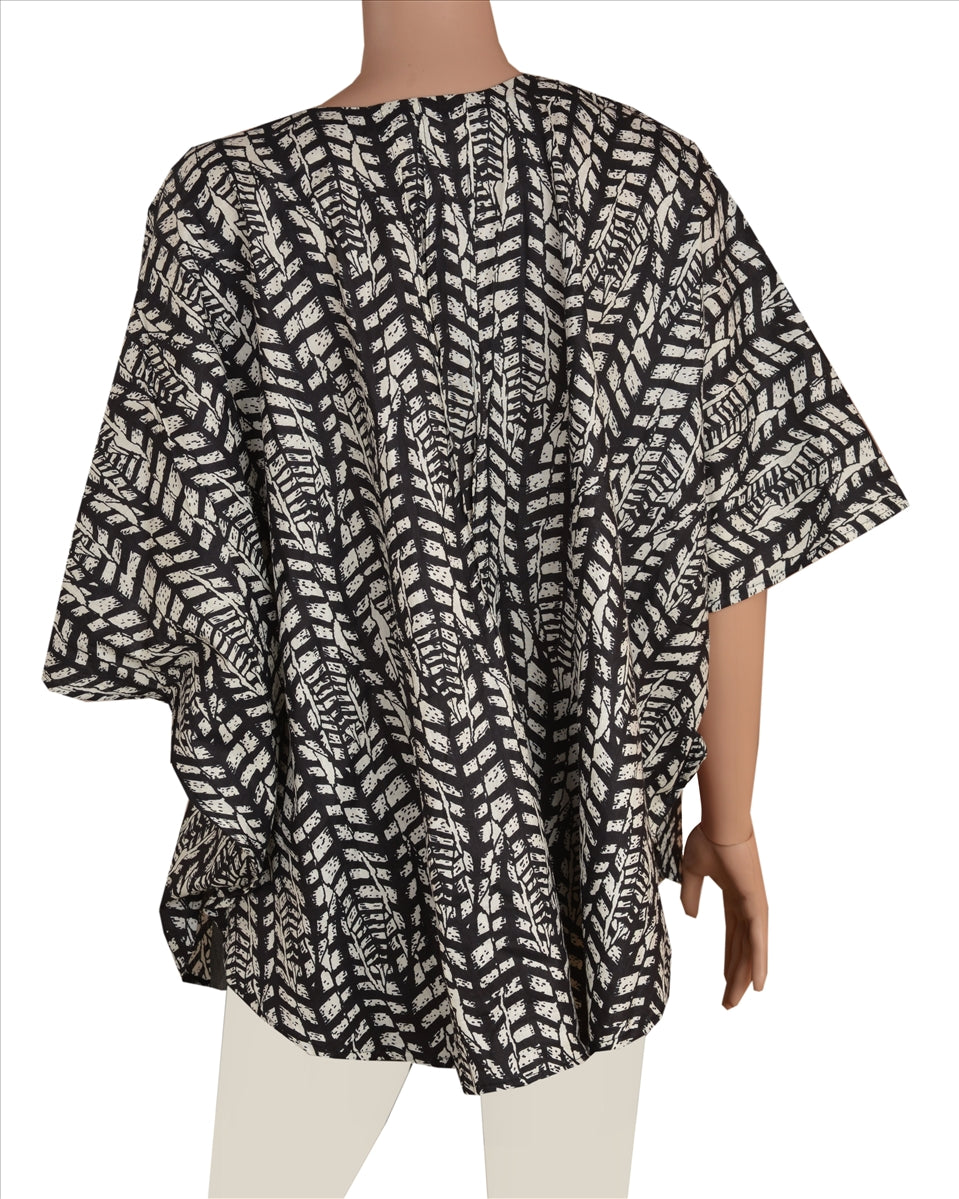 Sanskriti Vinatage Sanskriti New Cotton Embroidered Caftan Kaftan Top Shirt Black Gota Patti