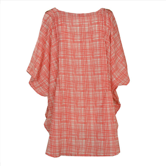 Sanskriti Vintage Art Silk Hand Beaded Caftan Kaftan Top Shirt Cream Sequins Work