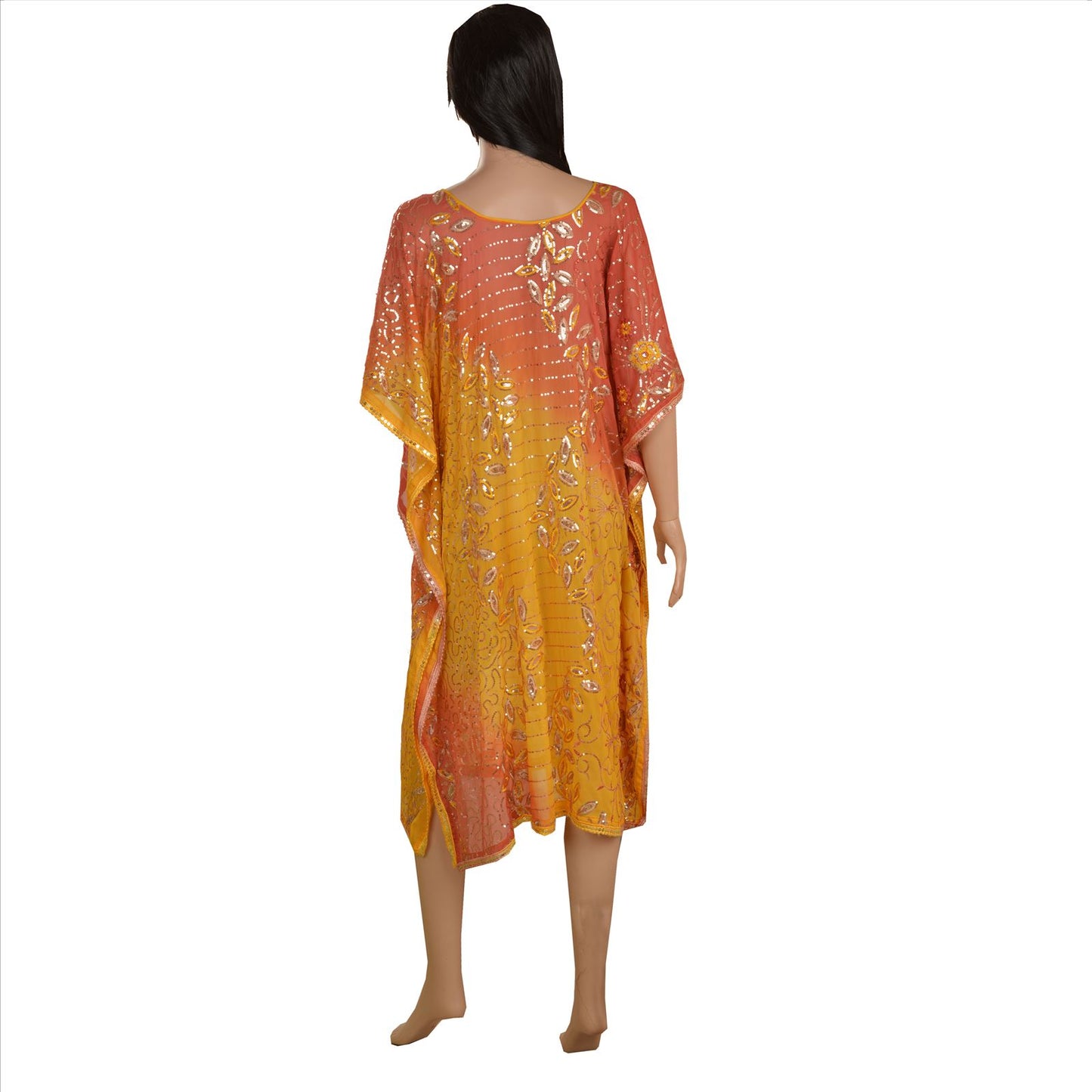 Sanskriti Vintage Kaftan Sequins Embroidered Beach Coverup Upcycled Sari Clothing Sustainable Fashion