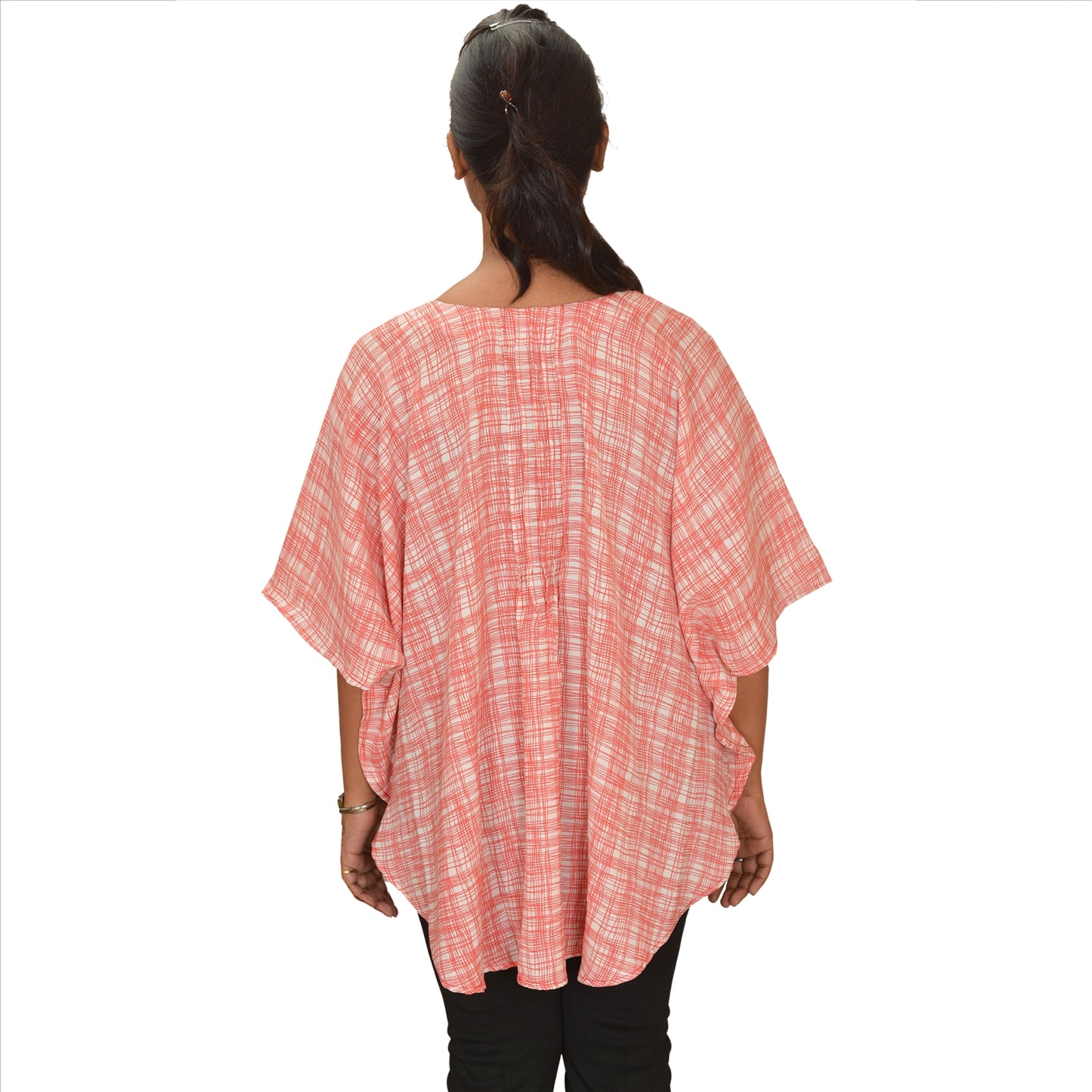 Sanskriti Vintage Art Silk Embroidered Pink Printed Caftan Kaftan Top Shirt Lace