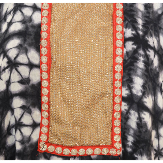 Sanskriti Vinatage Sanskriti New Cotton Embroidered Black Tie & Dye Caftan Kaftan Top Shirt Sequins