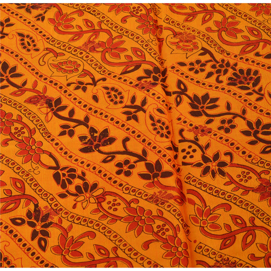 Sanskriti Vinatage Sanskriti New Caftan Printed Pure Silk Kaftan Saffron Style Long Top Floral