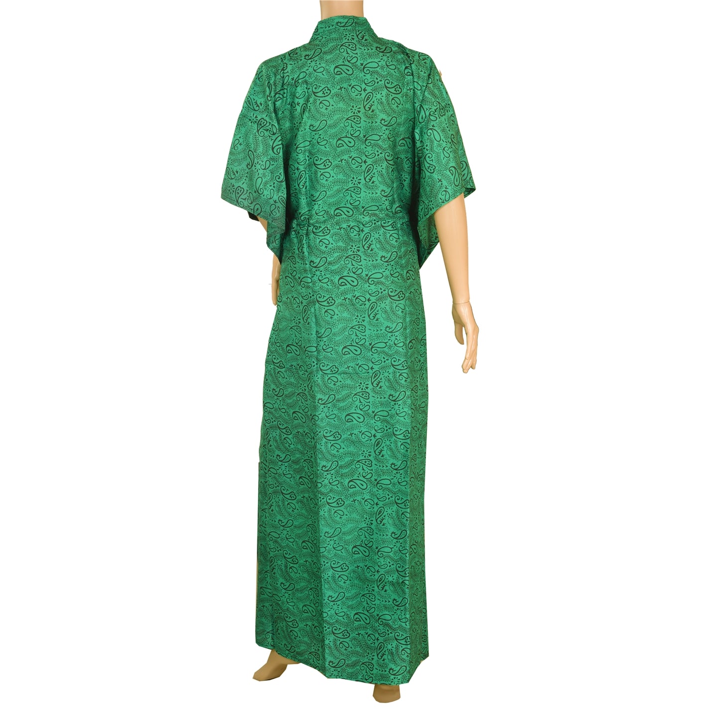 Sanskriti Vinatage Sanskriti New Caftan Printed Pure Silk Kaftan Green Style Long Top Floral