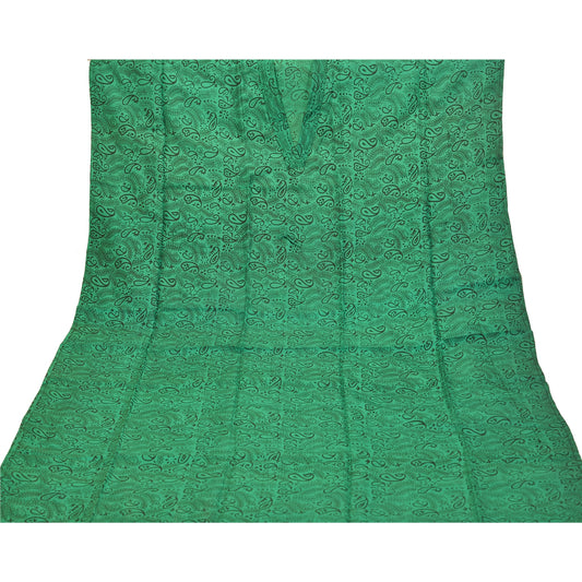 Sanskriti Vinatage Sanskriti New Caftan Printed Pure Silk Kaftan Green Style Long Top Floral