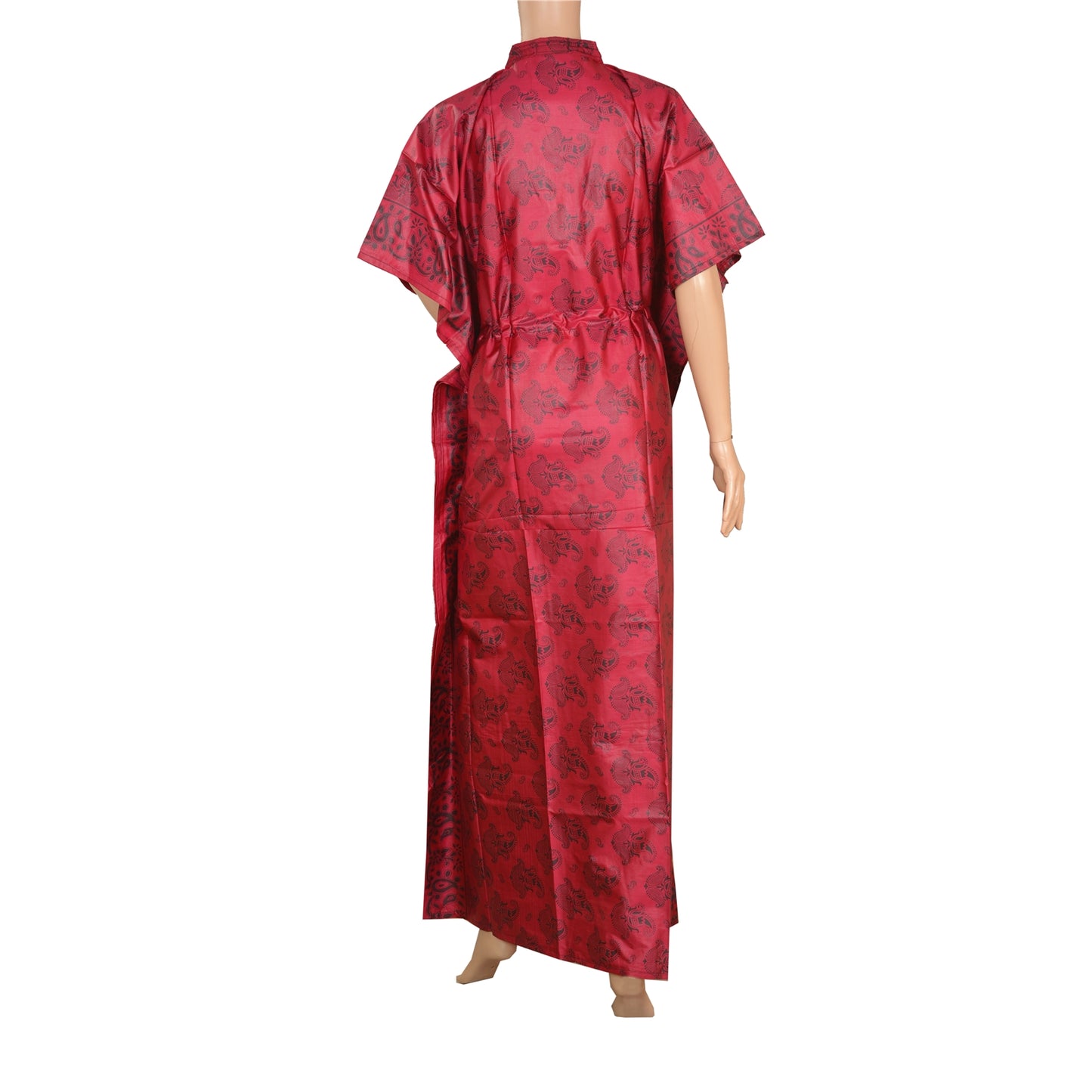 Sanskriti Vinatage Sanskriti New Caftan Printed Pure Silk Kaftan Pink Style Long Top Paisley