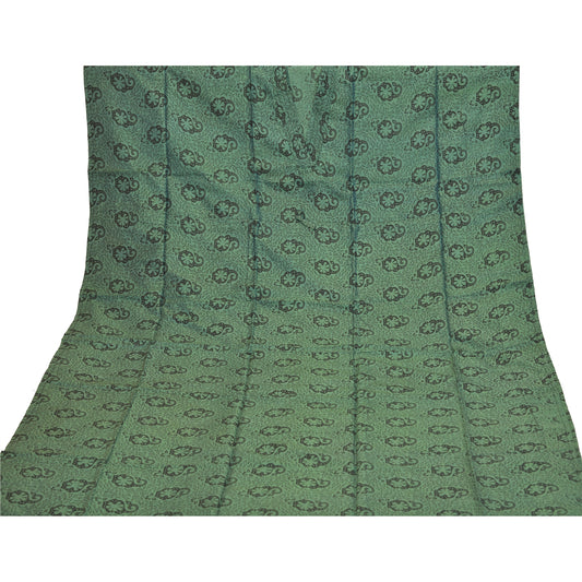 Sanskriti Vintage New Printed Pure Silk Kaftan Green Style Long Top Floral