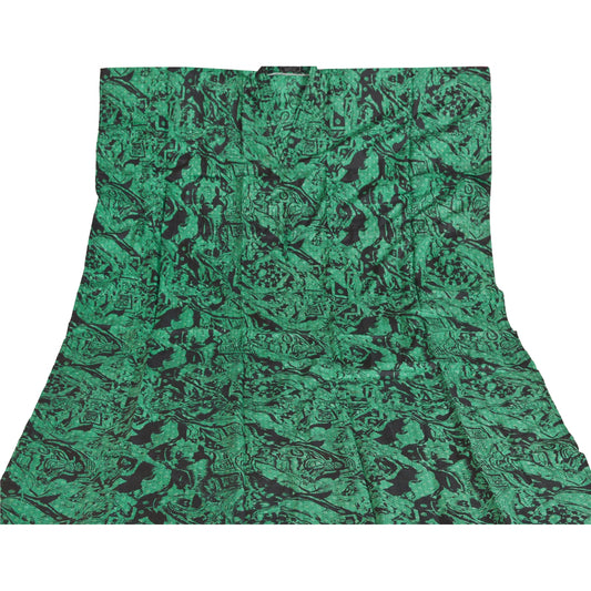 Sanskriti Vintage Caftan Printed Pure Silk Kaftan Green Style Long Top Floral