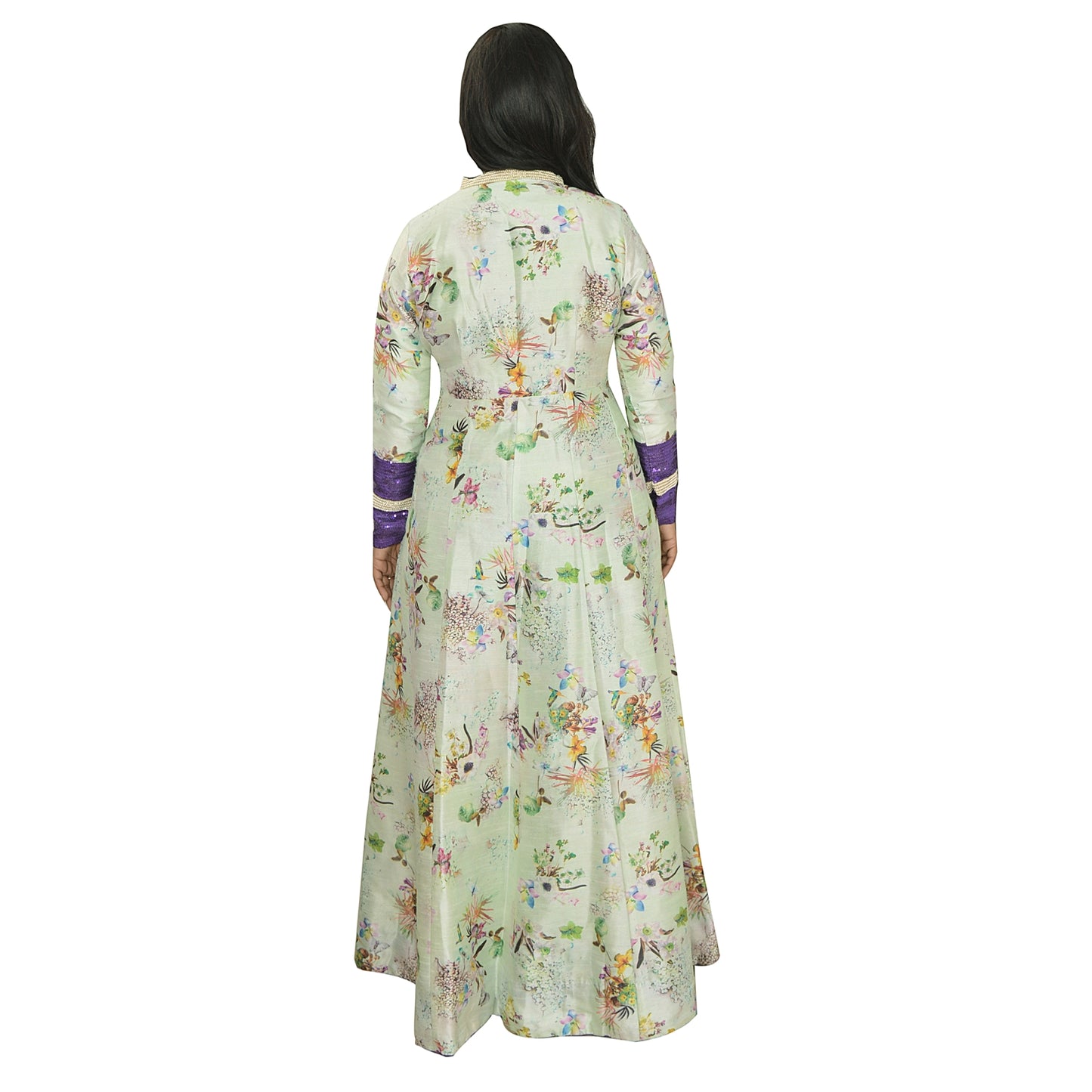 Sanskriti Vintage Sustainable Fabric Cotton Blend Hand Beaded Long Top Kurta Dress Kaftan