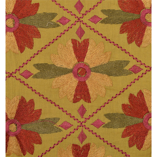 Sanskriti Vintage Sustainable Fabric Cotton Hand Beaded Style Top Kurta Indian Green