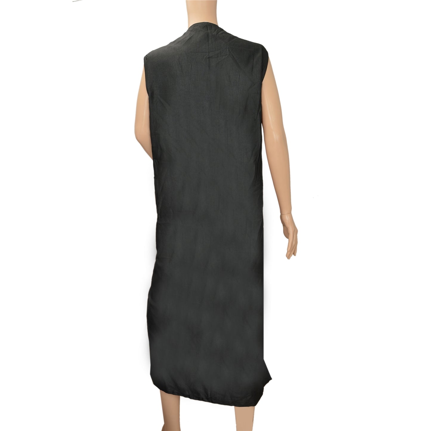 Sanskriti Vintage Blend Cotton Embroidered Jacket Style Long Top Black