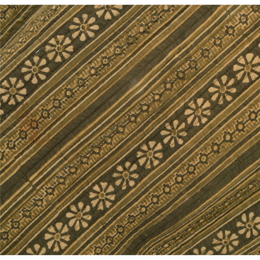 Sanskriti Vintage Sustainable Fabric Cotton Printed Jacket Long Top Fashion Indian Green