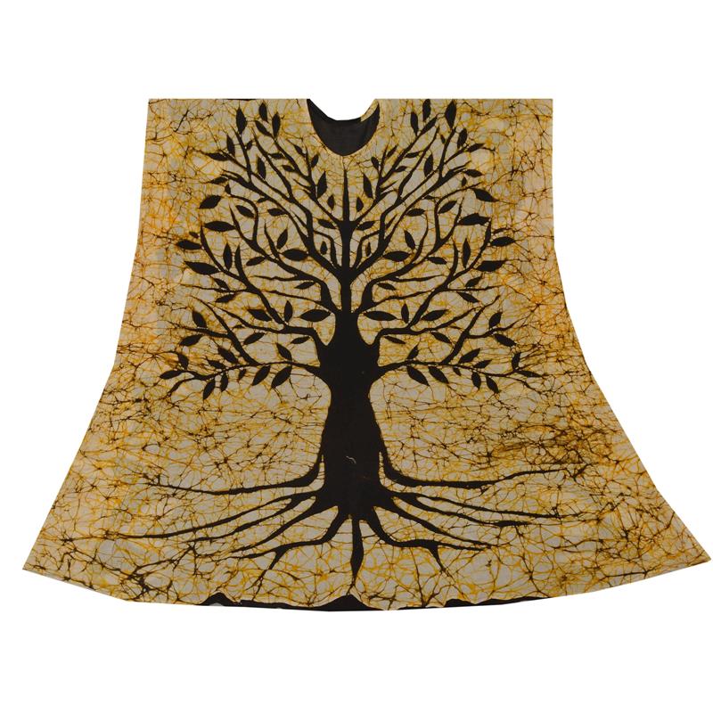 Sanskriti Vintage Pre Owned Caftan Batik Work Cotton Kaftan Cream Style Long Top