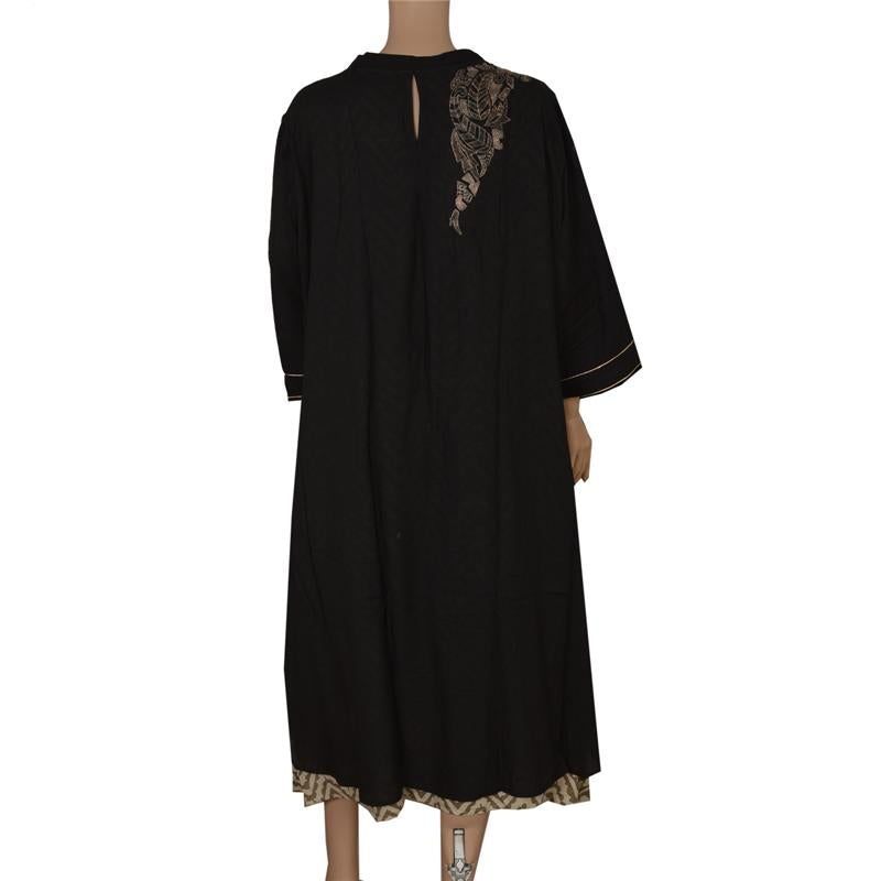 Sanskriti Vintage brugt bomulds topkurta i sort bæredygtigt stof designet af Lakshita