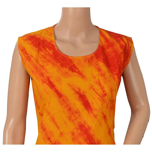 Sanskriti Vintage Pre Owned Cotton Sustainable Fabric Tie & Dye Long Top With Dhoti Pant Designed By Aavran