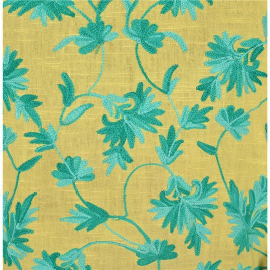 Vinatage Sanskriti Vintage Sustainable Fabric Cotton Hand Embroidered Arizama Short Top Jacket Yellow