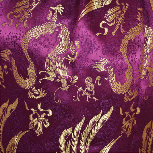 Sanskriti Vintage Sustainable Fabric Satin Woven Kimono Style Long Top Jacket Purple