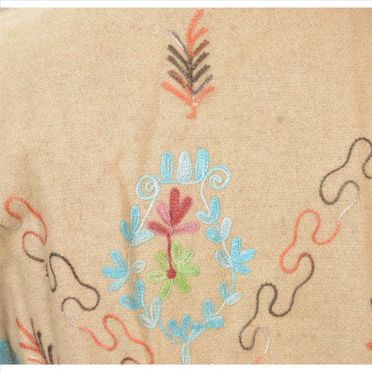 Sanskriti Vintage Sustainable Fabric Woolen Hand Embroidered Arizama Short Top Jacket Cream