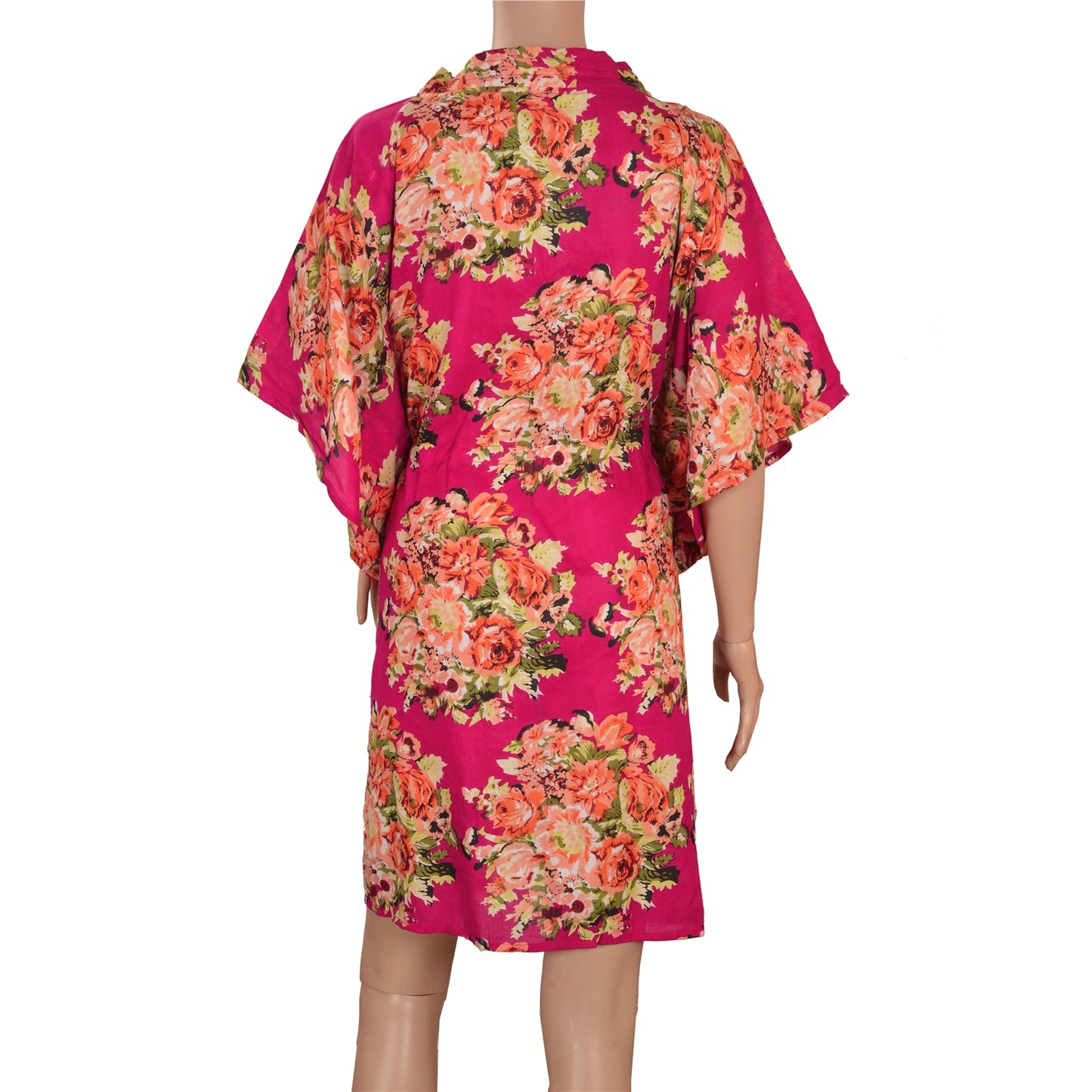 Sanskriti Vintage Sustainable Fabric Cotton Printed Poncho Kaftan Top Fashion Indian Pink