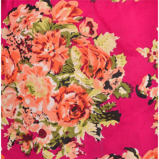 Sanskriti Vintage Sustainable Fabric Cotton Printed Poncho Kaftan Top Fashion Indian Pink