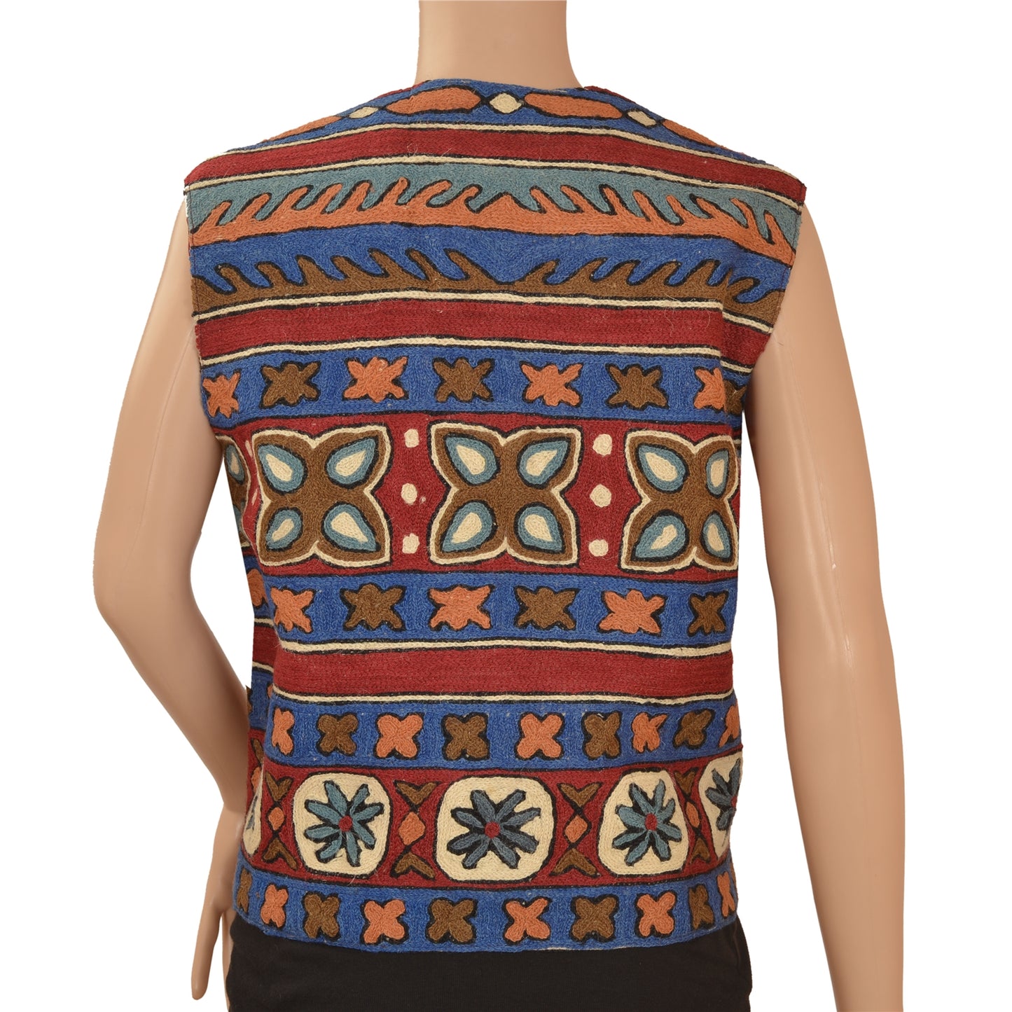 Sanskriti Vintage Sustainable Fabric Woolen Hand Embroidered Arizama Short Top Jacket Maroon