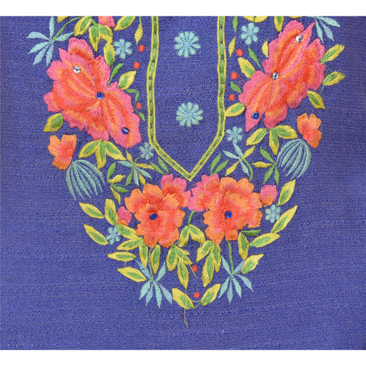 Sanskriti Vintage Sustainable Fabric Cotton Embroidered Short Top Jacket Purple Floral