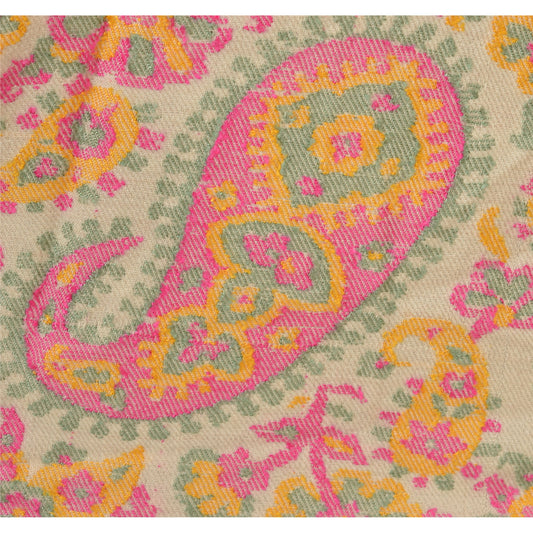 Sanskriti Vinatage SANSKRITI NEW Sustainable Fabric WOVEN TOP KURTA FASHION THREAD WORK INDIAN PAISLEY CREAM