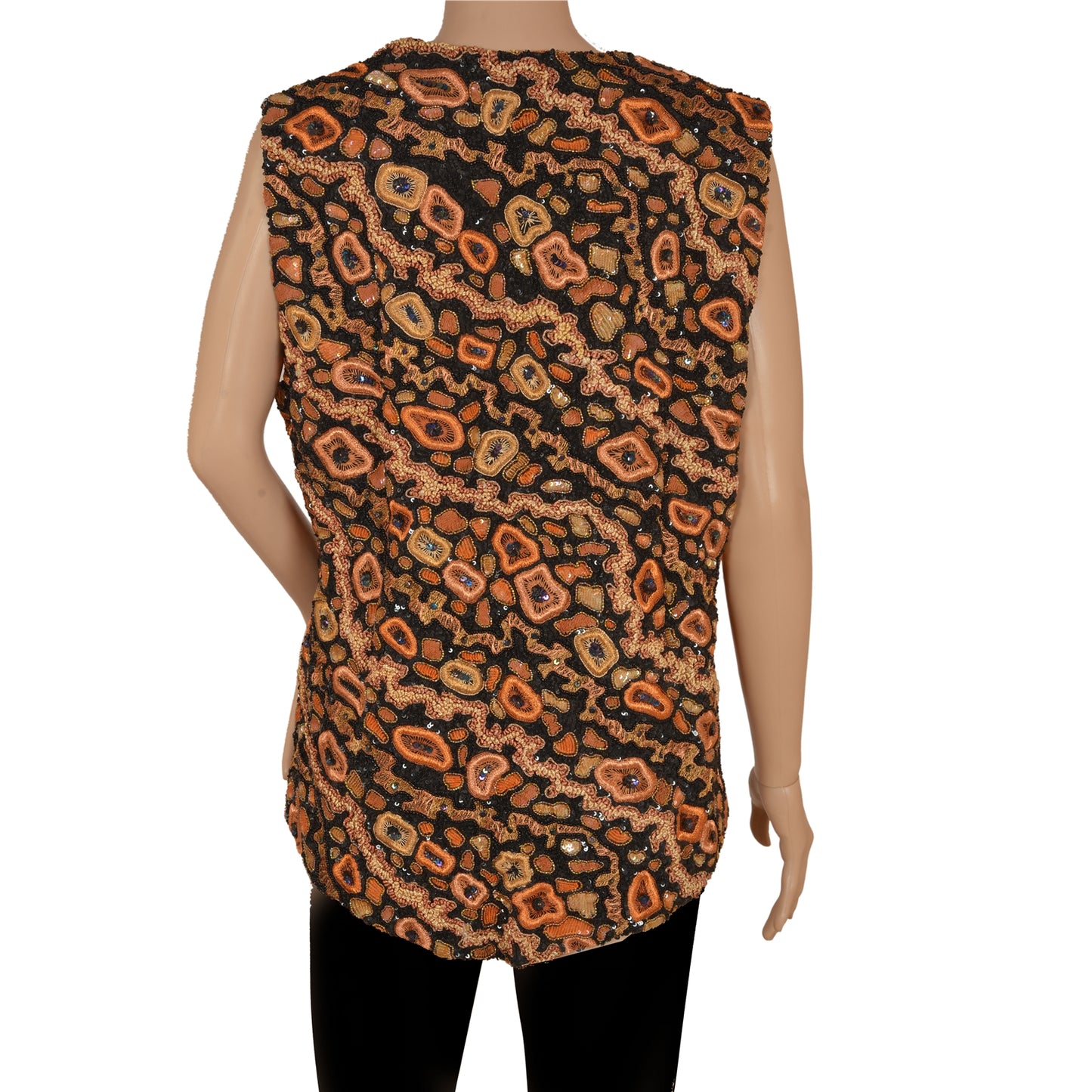 Sanskriti Vintage Sustainable Fabric Velvet Hand Beaded Woven Top Jacket Fashion Indian Black