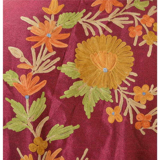 Sanskriti Vintage Sustainable Fabric Art Silk Hand Embroidered Arizama Short Top Jacket Pink