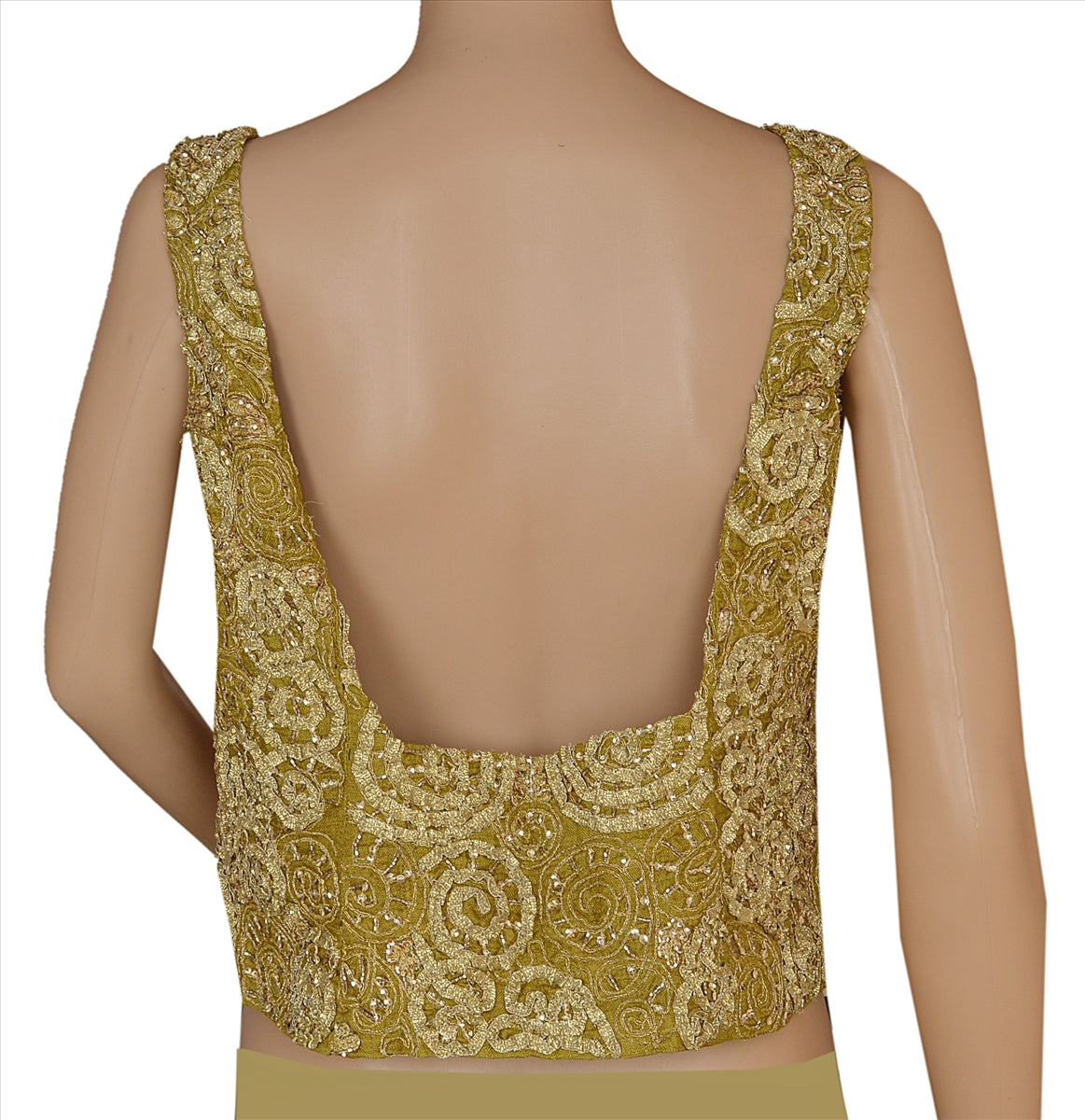 Санскрити Винтаж Экологичная Ткань Искусство Шелк Ручной Работы Бисером Топ Мода Индийский Зеленый Гота