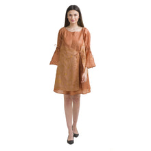 Load image into Gallery viewer, Sanskriti Vintage Tunic Dress with Jacket, Pure Tussar Silk Upcycled Sari, Free Size
