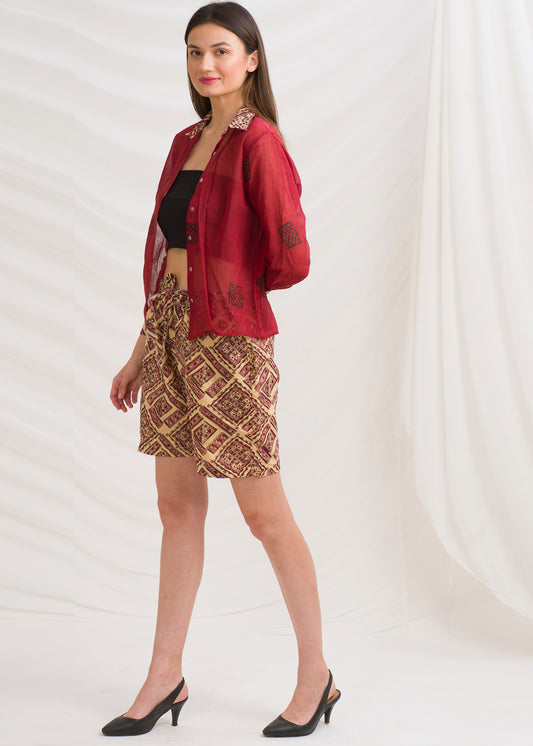 Sanskriti Vintage Coord Set, Pure Cotton Upcycled Sari, Large Size