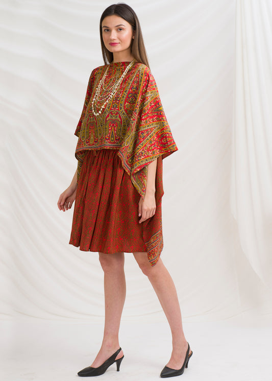 Sanskriti Vintage Coord Set, Pure Crepe Silk Upcycled Sari, Small Size