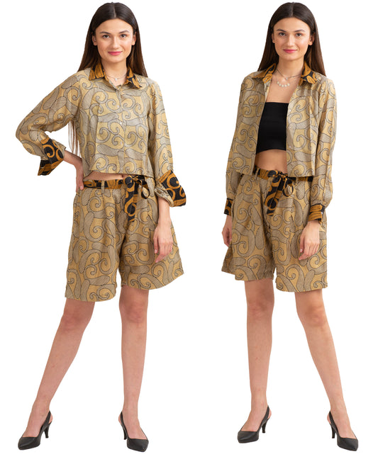 Sanskriti Vintage Coord Set, Pure Crepe Silk Upcycled Sari, Medium Size