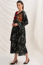 Load image into Gallery viewer, Sanskriti Vintage Maxi Dress Pure Crepe Silk Floral Printed, Upcycled Free Size
