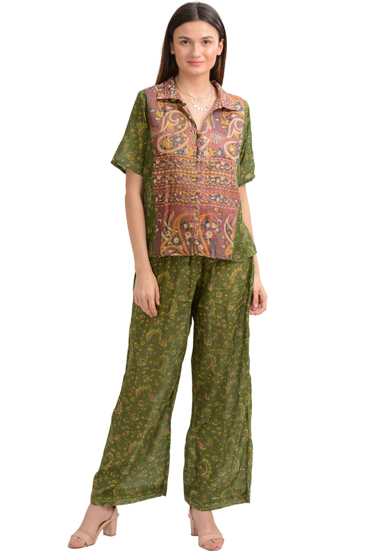 Sanskriti Vintage Coord Set Pure Cotton Floral Printed, Upcycled SM Size