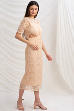 Load image into Gallery viewer, Sanskriti Vintage Straight Fit Dress, Peach Soft Net Upcycled Sari, Medium Size

