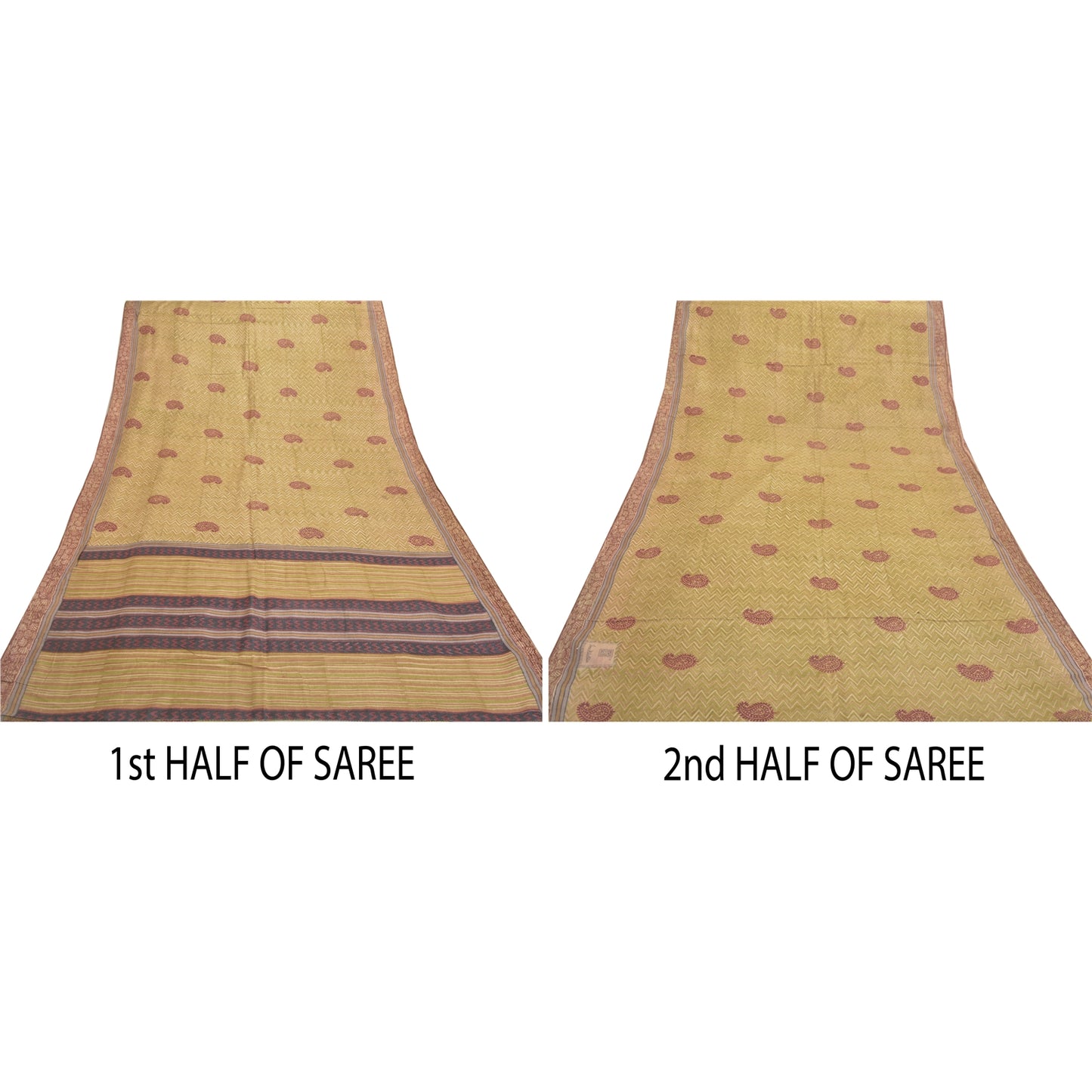 Sanskriti Vintage Green Heavy Sarees Pure Woolen Sustainable Fabric Printed & Woven Sari