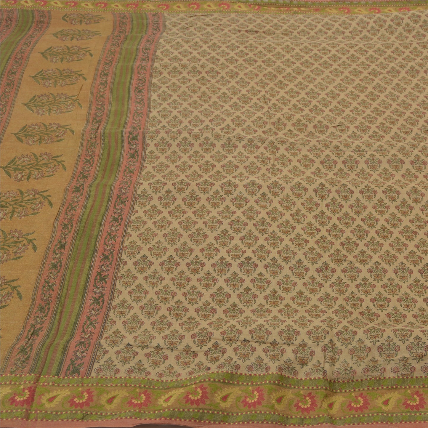 Sanskriti Vintage Brown Heavy Sarees Pure Silk Sustainable Fabric Printed 5 Yard Sari