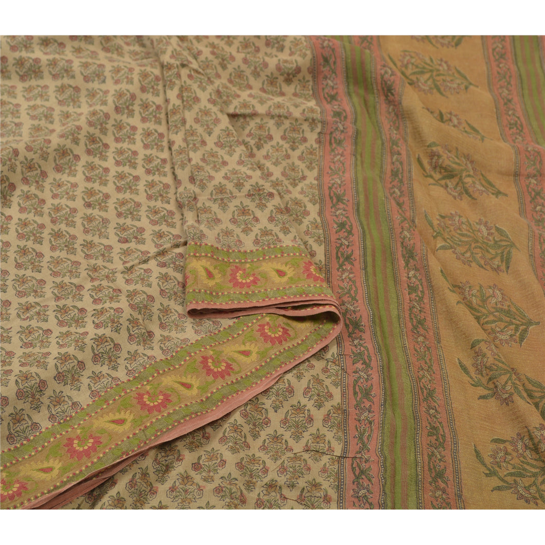 Sanskriti Vintage Brown Heavy Sarees Pure Silk Fabric Printed  5 Yard Sari