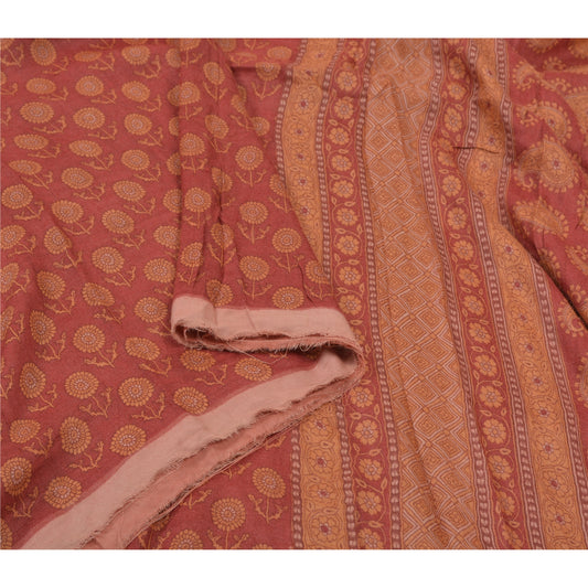 Sanskriti Vintage Heavy Sarier i Ren Uld i Bæredygtigt Stoff med Tryk og Væv