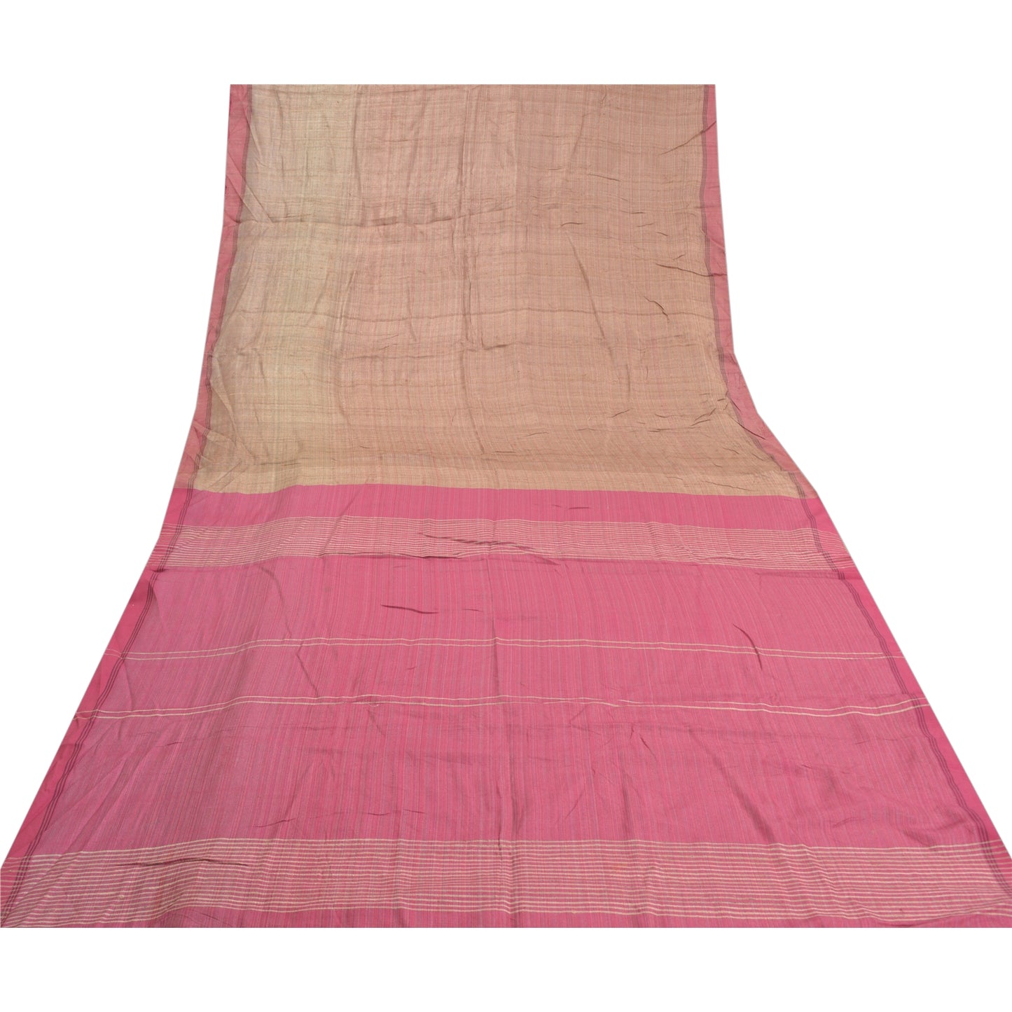 Sanskriti Vintage Heavy Brown Sari 100% Pure Woolen Sustainable Fabric Printed Sarees