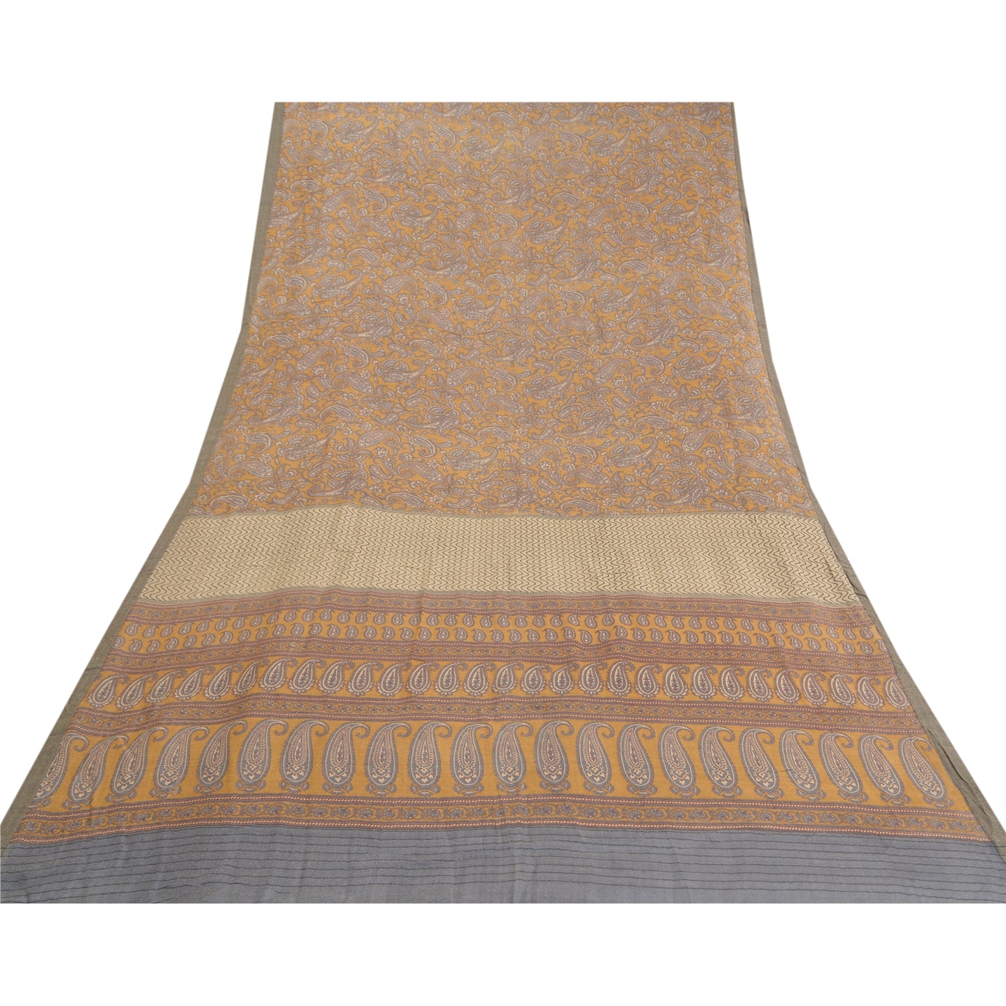 Сари Sanskriti Vintage Heavy Saffron, 100% чистая шерсть, устойчивая ткань, напечатанные сари