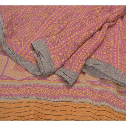 Sanskriti Vintage Heavy Purple Sarees Pure Woolen Sustainable Fabric Printed 5 Yard Sari