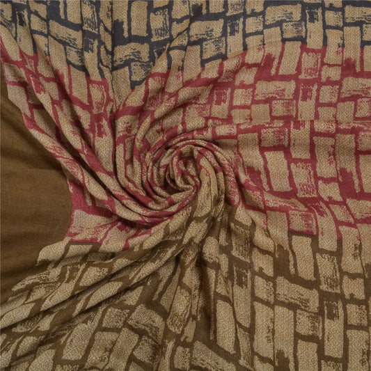 Sanskriti Vintage Indian Heavy Sarees Pure Woolen Sustainable Fabric Printed Soft Sari