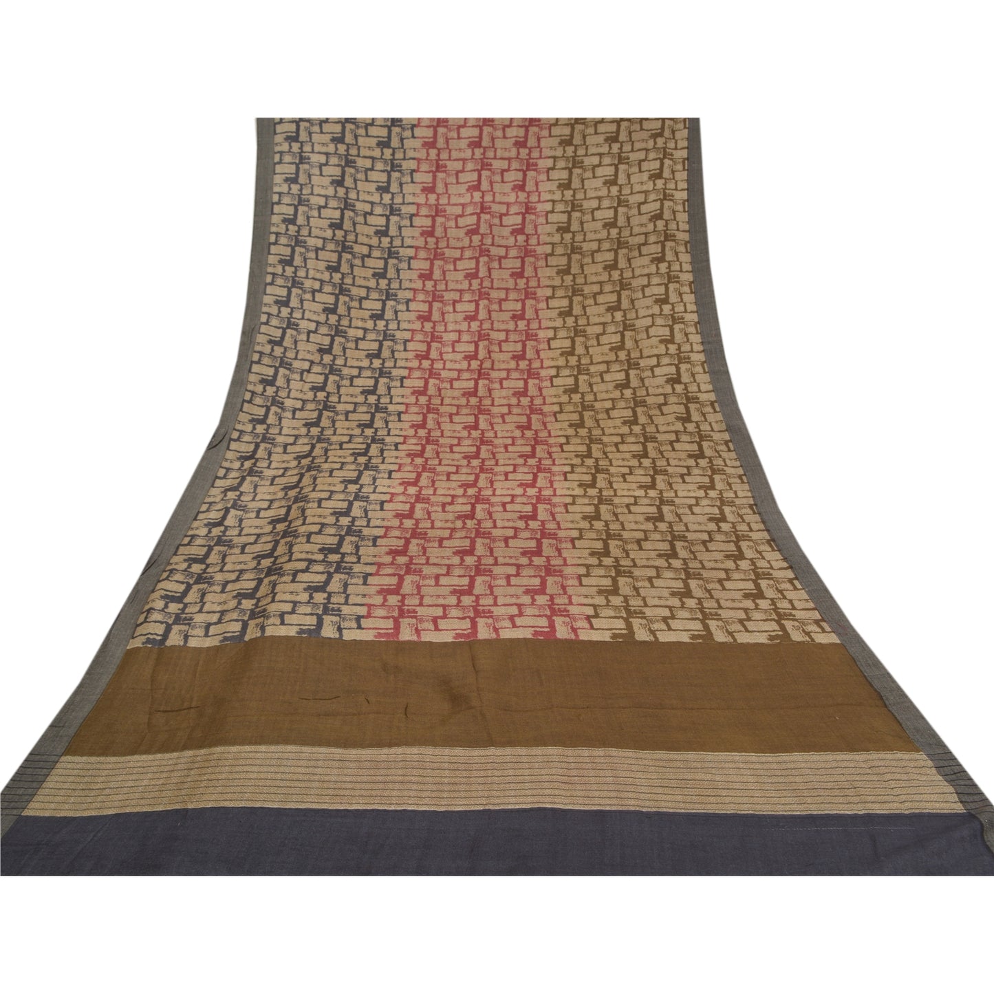 Sanskriti Vintage Indian Heavy Sarees Pure Woolen Sustainable Fabric Printed Soft Sari