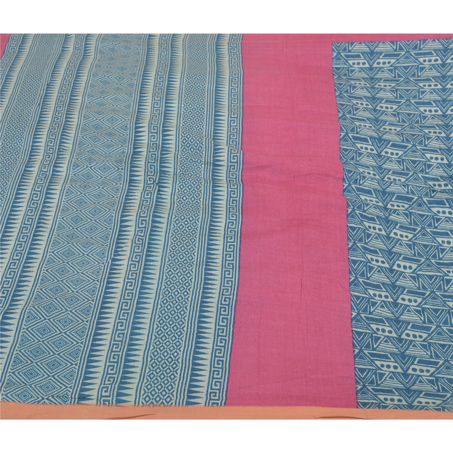 Санскритские винтажные синие тяжелые сари 100% чистая шерсть устойчивая ткань напечатанная сари устойчивая ткань